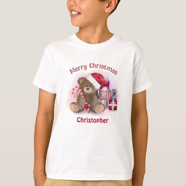 Frohe Weihnachtsbär Kleinkind Kinder Weihnachten T-Shirt (Vorderseite)