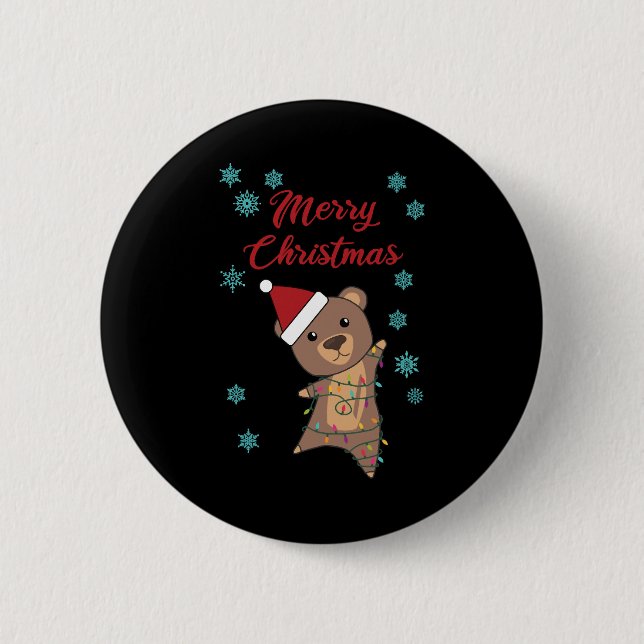 Frohe Weihnachtsbären Schnee Winterbär Teddy Button (Vorderseite)