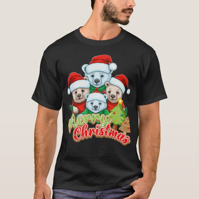 Frohe Weihnachtsbärenfamilie T-Shirt (Vorderseite)