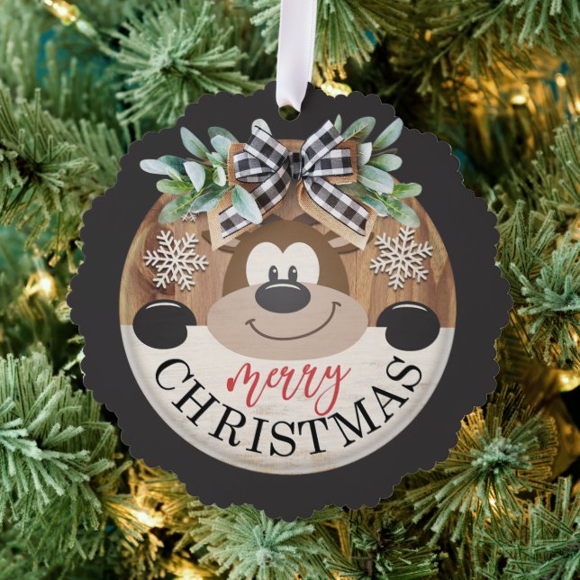 Frohe Weihnachtsbärenschneeflocken Ornament Karte (Insitu (Baum))