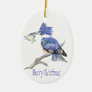 Frohe Weihnachtsbärtler - Vogel, Natur Keramik Ornament