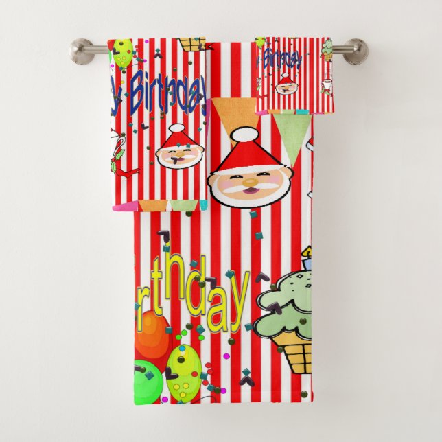 Frohe Weihnachtsbath Handtuch Sets, Happy Birthday Badhandtuch Set (Insitu)