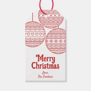 Frohe Weihnachtsbaubläschen mit roten Weihnachtsbä Geschenkanhänger