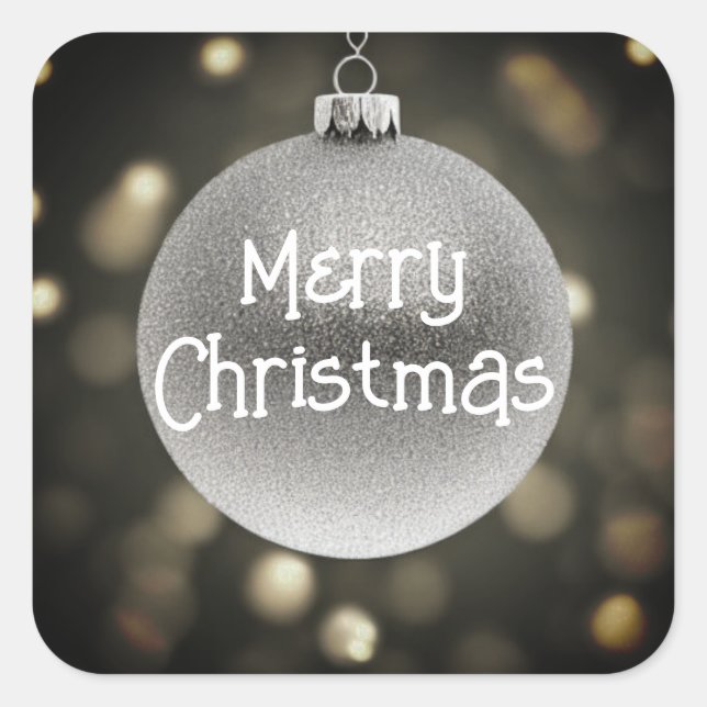 Frohe Weihnachtsbauble Quadratischer Aufkleber (Vorderseite)