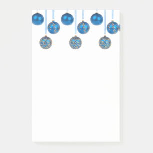 Frohe Weihnachtsbaubles Blue Gold Ornaments Postit Post-it Klebezettel