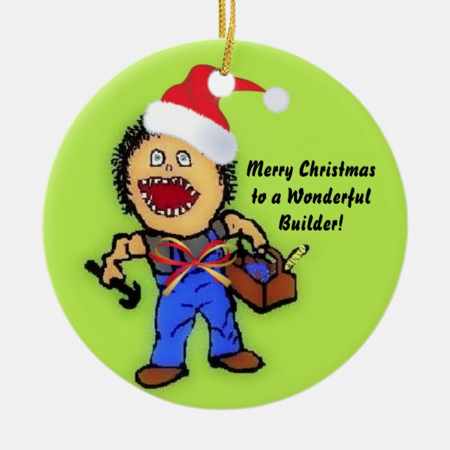 Frohe Weihnachtsbauer Keramikornament (Vorne)