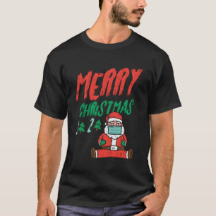 Frohe Weihnachtsbaum 2020 Santa in Maske Xmas Quar T-Shirt
