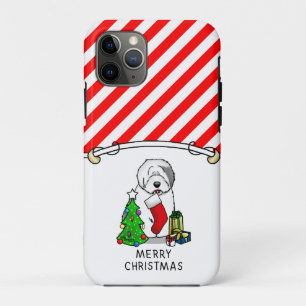 Frohe Weihnachtsbaum 2 Old English Sheepdog Gray 1 Case-Mate iPhone Hülle