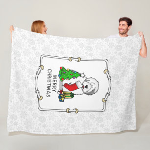 Frohe Weihnachtsbaum 2 Old English Sheepdog Gray 1 Fleecedecke