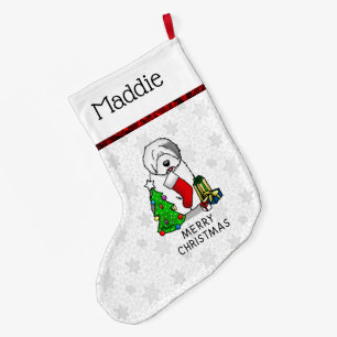 Frohe Weihnachtsbaum 2 Old English Sheepdog Gray 1 Großer Weihnachtsstrumpf
