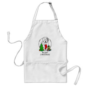 Frohe Weihnachtsbaum 2 Old English Sheepdog Gray 1 Schürze