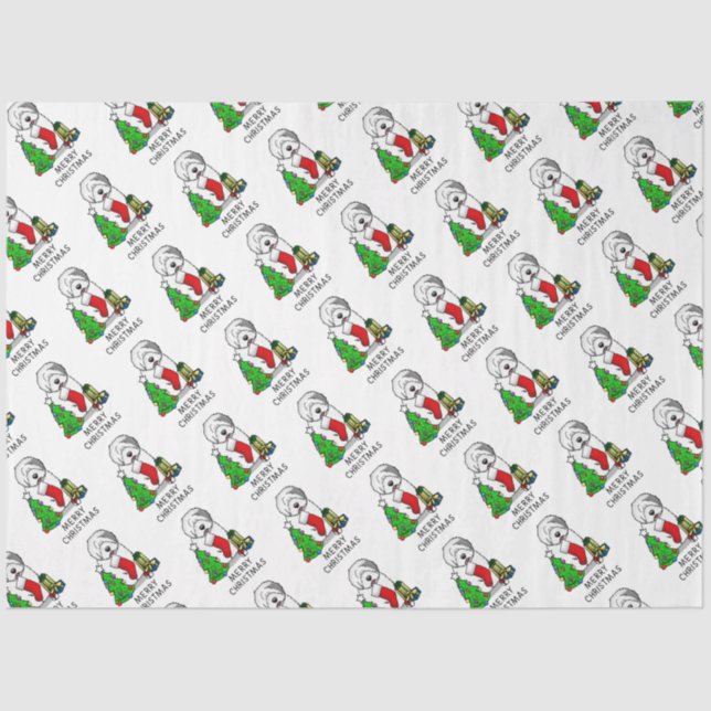 Frohe Weihnachtsbaum 2 Old English Sheepdog Gray 1 Seidenpapier (Vorderseite)