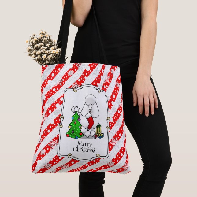Frohe Weihnachtsbaum 2 Poodle (weiß) Hund Niedlich (Von Nahem)