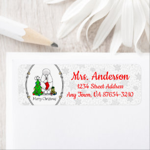 Frohe Weihnachtsbaum 2 Poodle (weiß) Hund Niedlich