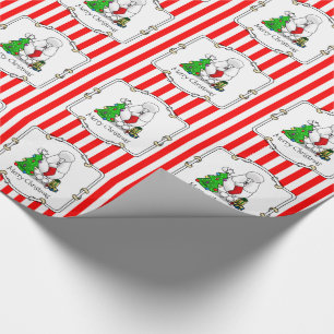 Frohe Weihnachtsbaum 2 Poodle (weiß) Hund Niedlich Geschenkpapier