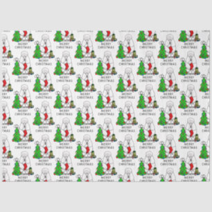 Frohe Weihnachtsbaum 2 Poodle (weiß) Hund Niedlich Seidenpapier