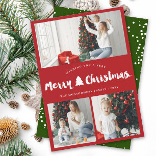 Frohe Weihnachtsbaum 3 Foto Collage Ferienkarte Feiertagskarte
