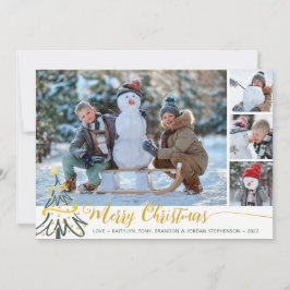 Frohe Weihnachtsbaum 4 Foto Collage Feiertagskarte