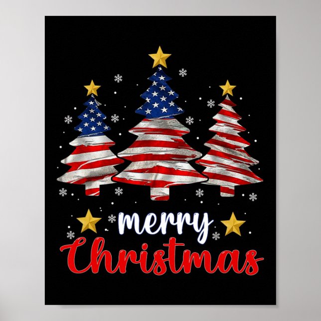 Frohe Weihnachtsbaum American Flag Funny US Flag X Poster (Vorne)