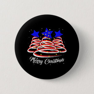 Frohe Weihnachtsbaum Amerikanische Flagge Funny US Button