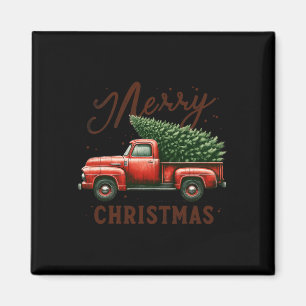Frohe Weihnachtsbaum auf Red Truck Wagon Vintagen Magnet