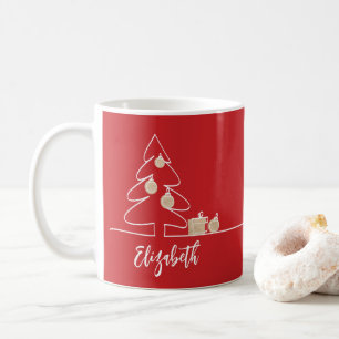 Frohe Weihnachtsbaum auf Rot Kaffeetasse