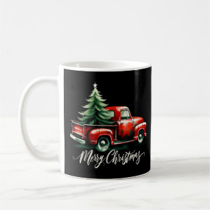 Frohe Weihnachtsbaum auf Vintagen Red Truck Famili Kaffeetasse