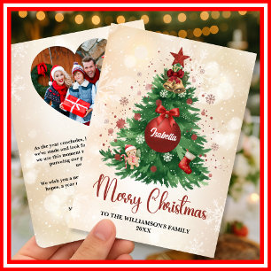 Frohe Weihnachtsbaum-Bestellfoto Familienname Feiertagskarte