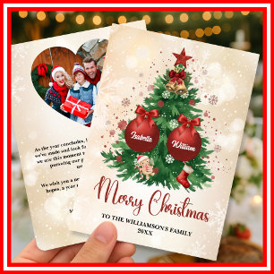 Frohe Weihnachtsbaum-Bestellfoto Familienname Feiertagskarte