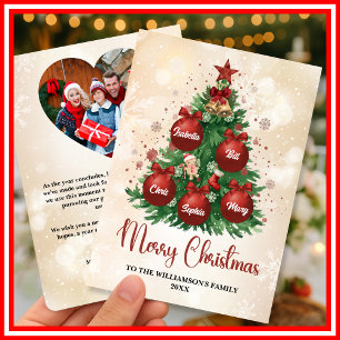 Frohe Weihnachtsbaum-Bestellfoto Familienname Feiertagskarte