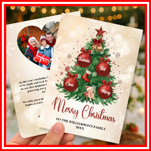 Frohe Weihnachtsbaum-Bestellfoto Familienname Feiertagskarte