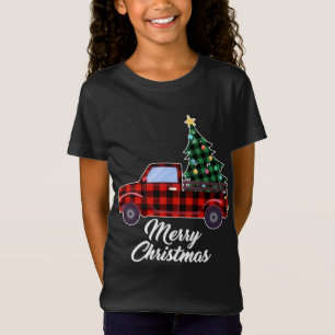Frohe Weihnachtsbaum Buffalo Kariert Red Truck T-Shirt
