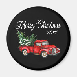 Frohe Weihnachtsbaum Datum Vintager roter LKW Schw Magnet