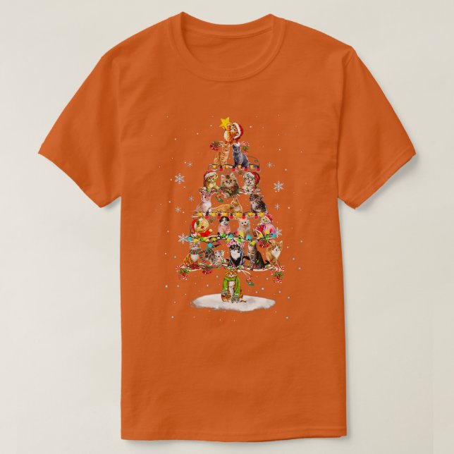 Frohe Weihnachtsbaum der Katzen nicht selten T-Shirt (Design vorne)