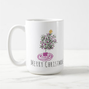 Frohe Weihnachtsbaum-Doodle-Kunst Kaffeetasse