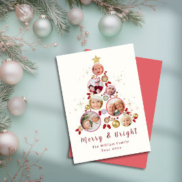 Frohe Weihnachtsbaum Foto Collage Gold Star Feiertagskarte