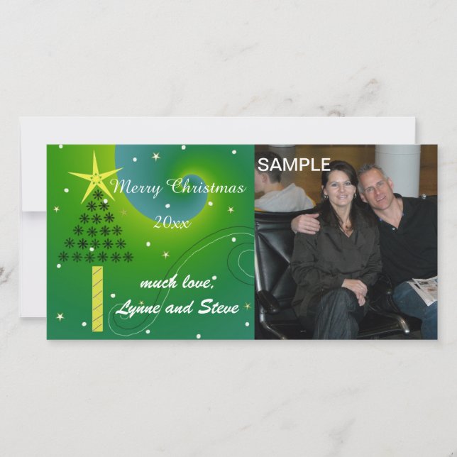 Frohe Weihnachtsbaum-Fotokarte Feiertagskarte (Vorderseite)