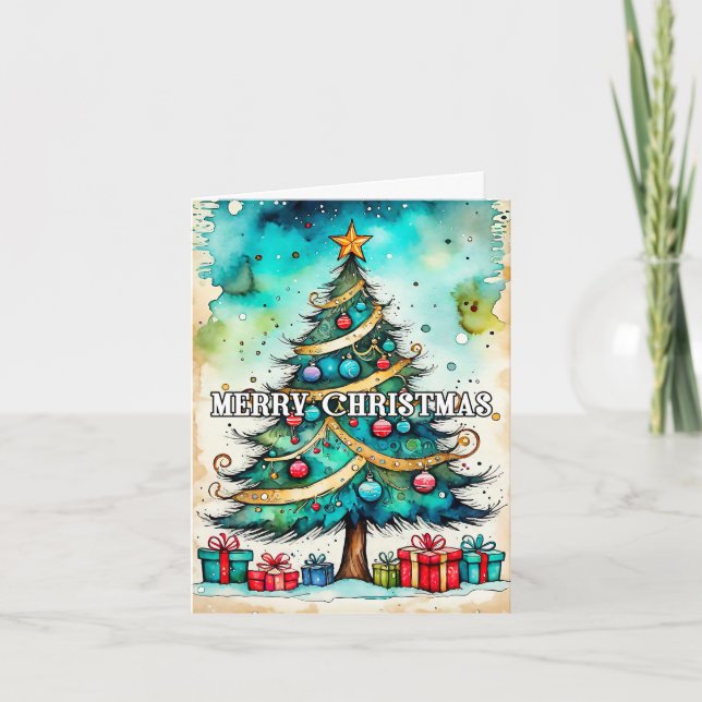 Frohe Weihnachtsbaum | Frohe Feiertage Feiertagskarte (Vorderseite)