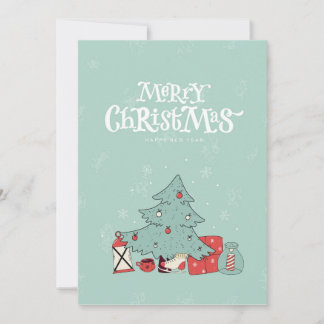 Frohe Weihnachtsbaum & Geschenke Feiertagskarte -