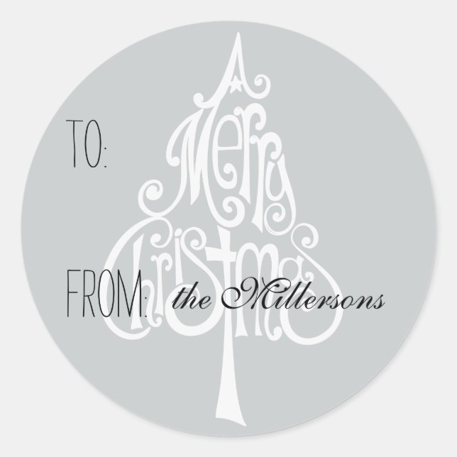 Frohe Weihnachtsbaum-Geschenkmarke Runder Aufkleber (Vorderseite)