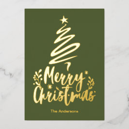 Frohe Weihnachtsbaum Gold Foil Weihnachtskarte Folien Feiertagskarte