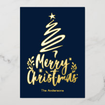 Frohe Weihnachtsbaum Gold Foil Weihnachtskarte