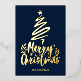 Frohe Weihnachtsbaum Gold Foil Weihnachtskarte Folien Feiertagskarte