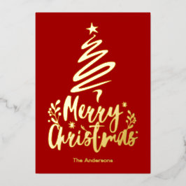 Frohe Weihnachtsbaum Gold Foil Weihnachtskarte Folien Feiertagskarte