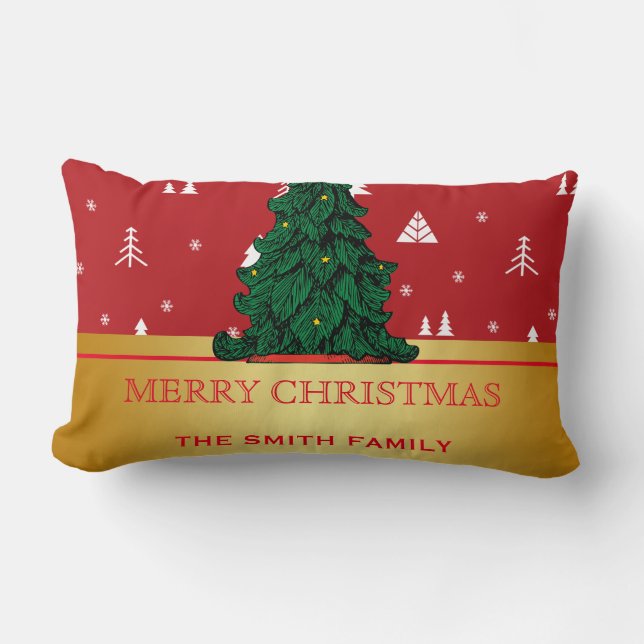 Frohe Weihnachtsbaum Gold Glitzer Star Throw Pillo Lendenkissen (Vorderseite)