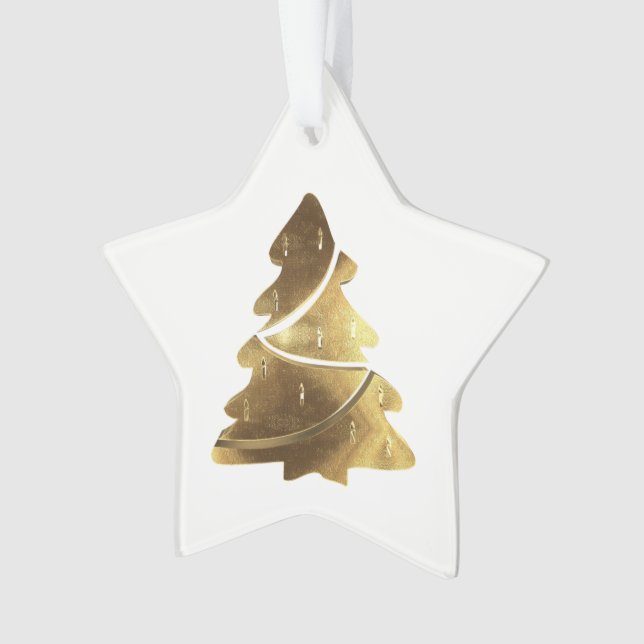 Frohe Weihnachtsbaum Gold Look Elegant Festlich Ornament (Vorderseite)