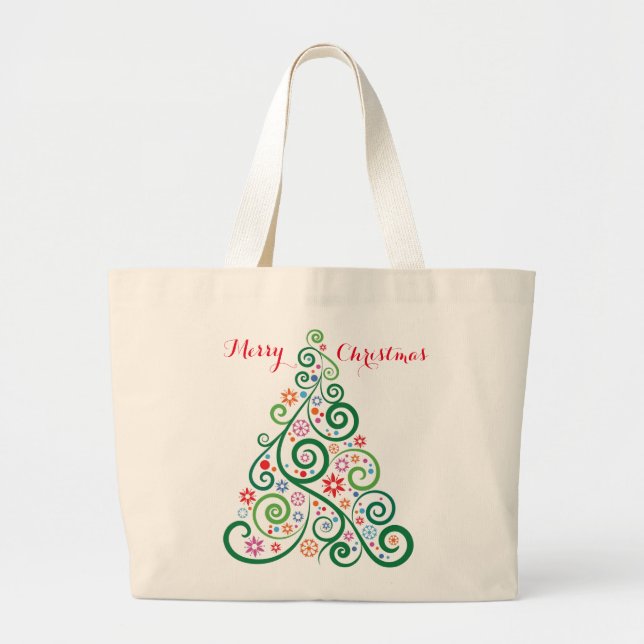 Frohe Weihnachtsbaum Jumbo-Tasche Jumbo Stoffbeutel (Vorne)