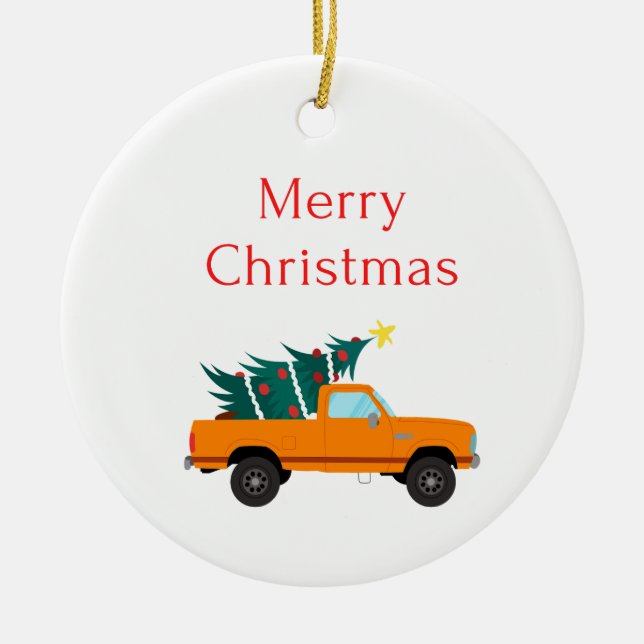 Frohe Weihnachtsbaum Keramik Ornament (Vorne)