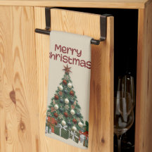 Frohe Weihnachtsbaum-Küchentücher