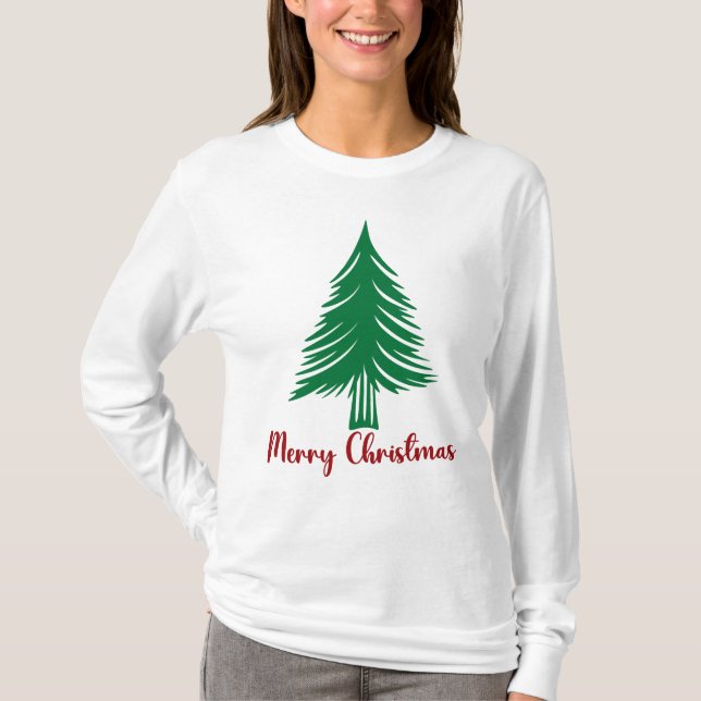 Frohe Weihnachtsbaum lange Ärmel T-Shirt (Vorderseite)